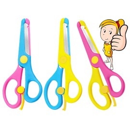 Kids Safety Scissors,NOCHME 3 Pack Preschool Toddler Children Arts and Crafts Training Safety Plastic Scissors Handmade Papper Scissors for Age 2 3 4 5 6 7 8 Year Old