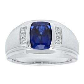 STEEL NATION JEWELRY Men’s 925 Sterling Silver Blue and White Sapphire Fashion Ring Sophisticated Style Statement