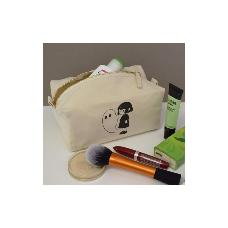 'Kawaii Girl with Ghost ' Canvas Wash Bag/Makeup Case (CS00041036)
