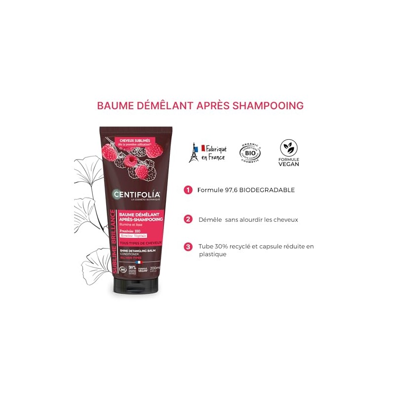 Centifolia Baume Après-Shampooing Framboise et Amande Douce 200ml Bio