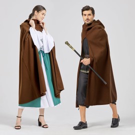 SunnyLisa Holloween Costume Renaissance Hooded Cloak - Hobbit Cloak Medieval Ranger Cloak,Cosplay Cape for Men and Women (Brown)