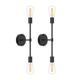 FadimiKoo 2-Light Black Bathroom Light Fixtures, Modern Wall Sconces Lighting Fixtures, Indoor Semi Flush Mount Ceiling Light for Hallway Bedroom Kitchen (2 Pack)