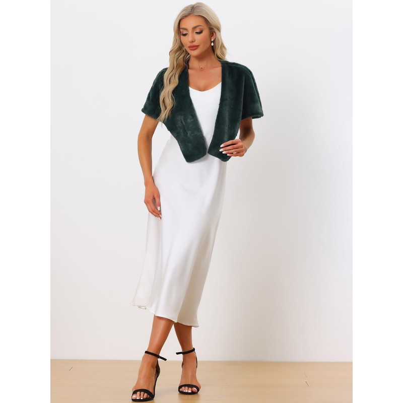 Allegra K Faux Fur Shawl Shrug for Women's Bridal Stoles