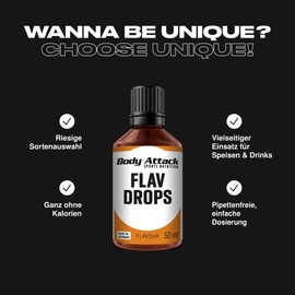 Body Attack Body Attack Flav Drops, 50 ml, Blueberry, flavor drops for food, sugar-free flavor drops with no calories, vegan & quality made in Germany