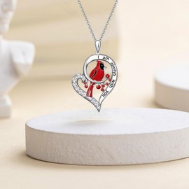 UYBNRK Cardinal Necklaces for Women Cardinal Gifts Red Cardinal Jewelry Heart Pendant Necklace Red Bird Necklace Always With You Red Cardinal Necklace Memorial Gifts for Christmas Birthday