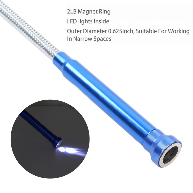 Claw Magnetic Pickup Tool with LED Light 24in Flexible Spring