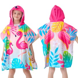 WERNNSAI Flamingo Kids Beach Towel - Hooded Towel Wrap 70 x 70 cm Kids Hooded Towel Poncho Kids Poncho Towel Beach Towel Girls Hooded Towel Child Bath Pool Kids Bath Towel for Travel Shower Swim Pool