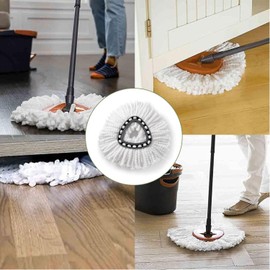 DOTOTO Paquete de 4 cabezales de repuesto para fregona giratoria, Cabezales Giratorios Compatibles,cabezal de repuesto de microfibra, 360 Grados para Limpieza de Suelos, Forma Triangular (blanco)