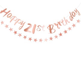 Women 21st Birthday Banner Rose Gold Happy 21st Birthday Banner 21st Banner 21st Birthday Party Banner 21st Birthday Decorations by Wonsta