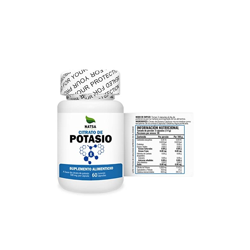 Citrato de Potasio 60 cápsulas, calidad Premium
