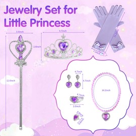 Tutu Dreams Princess Dress up Clothes for Little Girls Princess Costumes Cape Set 10 Pcs for 3-8 Birthday Party Gift, Purple