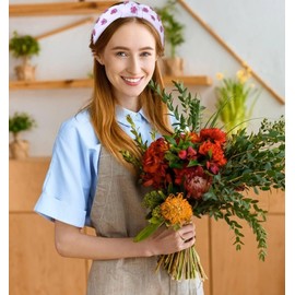 Flower Knotted Headband Cute Flowers Charm Wide Top Knot Hairband Boho Spring Summer Floral Twist Head Band Birthday Holiday Hair Accessories Gift