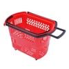 6PCS Plastic Shopping Basket with Handles&Wheels, 35L Rolling Shopping Cart