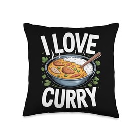 I Love Curry Delicious Bowl Design Throw Pillow