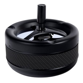 Rotating ashtray 13 cm diameter ashtray metal black matt PVC band carbon look rotating ashtray