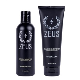 ZEUS Beard Shampoo and Conditioner Set for Men, Verbena Lime