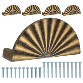 PATIKIL 3" (76mm) Cabinet Cup Pulls, 5 Pack Solid Brass Flat Drawer Handles Knobs Furniture Handle for Kitchen Dresser Hardware, Brushed Gold