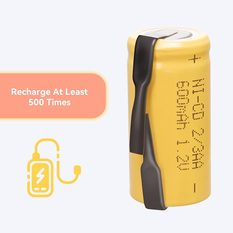 Odstore AA Ni-Cd 1.2V 2/3AA 600mAh Rechargeable Battery - 6pcs