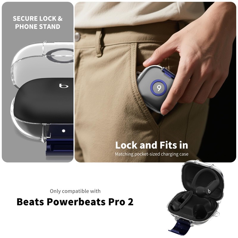 Case for Beats Powerbeats Pro 2，Hidden Bracket Design, Foldable Kickstand