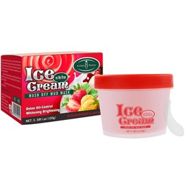 AICHUN BEAUTY Ice Cream Facial Wash Off Mud Mask Oil-Control Deep Cleaning Moisturizing Exfoliation Blackhead Skin Care 100g 3.38FL. OZ (STRAWBERRY & MILK)