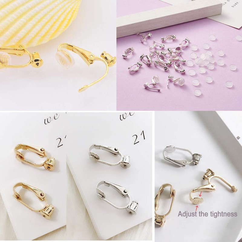 Gzingen Clip-on Earring Converters with Silicon Earring Pads, 40 Pieces
