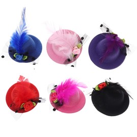Toddmomy Mini Hat Hair Clip 12Pcs Mini Tea Party Hats Mini Fascinator Hair Clip Mini Top Hat Hair Clip with Faux for Girls