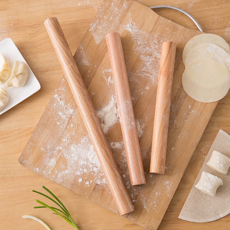 Pack of 3 Wooden Rolling Pin, Beech Wood Rolling Pin,