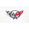 AUTO 1PC Black Front Bumper Cross Flags Emblem Badge Fit
