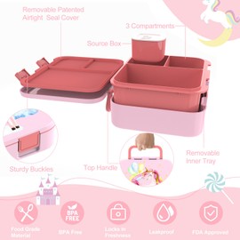 hombrima Kids Lunch Box, Bento Boxes Food Storage Container with Multi-Compartments for Boys Girls Children Adult Work School (PKPony)
