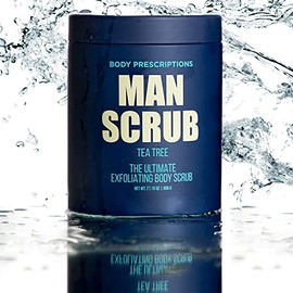 Body Prescriptions Exfoliante corporal para hombre – Lavado de limpieza definitivo de la piel en tarro con tapa giratoria, para todo tipo de piel, 21 