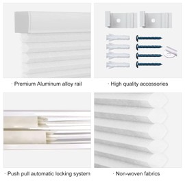 MYshade Cordless Light Filtering Cellular Blinds for Windows, Filters Sunlight Window Shades, Easy Installation Privacy Protection Blinds & Shades for Home, Bedroom，40" W X 72" H (White,CEL40WT72B