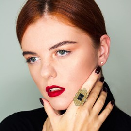 JewelryWe Novelty Finger Watch Silver Gold Plated Adjustable Ring Watch Square Dial Quartz Watch Rings, for Mothers Day