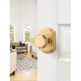 MRML Passage Door Knob Brushed Gold Door Knobs, Interior Pantry Closet Gold DoorKnobs, Zinc Alloy Door Handle, 1 Pack