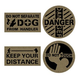 OneTigris Pack of 4 Dog Patches, Brown/Black, Hi-Vis Reflective Material, Laser Cut Design Patches, Suitable for Dog Harnesses