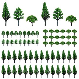 XEERUN 70pcs Mixed Model Trees, Landscape Model Diorama Trees Mixed, Railway Trees Natural Green 1.5-2.4 inch Model Trees Mixed Miniature Landscape Trees for DIY Train Railways Scenery Landscape