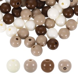 HARFINGTON 100pcs Khaki Acrylic Round Beads 10mm Dia 1.9mm Hole Plastic Resin Smooth Balls Loose Bead for Jewelry Making Bracelets Necklace Earrings DIY