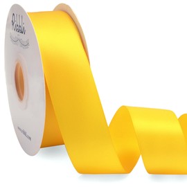Ribbli Maize Yellow Satin Ribbon Double Faced Satin 1-1/2 Inch x Continuous 50 Yards-Yellow Ribbon for Gift Wrapping Crafts Wedding Decoration Bows Bouquet Floral Arrangement