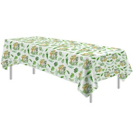 HIPVVILD Safari Tablecloth, Disposable Jungle Party Tablecover Supplies, Jungle Animal Safari Theme Birthday Baby Shower Table Cloth Decorations for Boys, 3 Pack, 54in x 108in