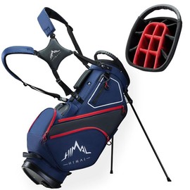 Golf Stand Bag with 14 Way Top Dividers, Lightweight Golf Bag for Men, Golf Bags with Stand, Multiple Pockets, Dual Strap, Rain Cover Hood - Color: Navy Blue