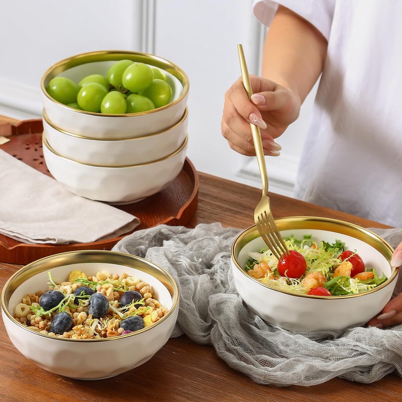 vicrays Ceramic Salad Bowls Set for Kitchen, Serving - 24