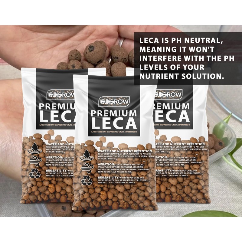 UK GROW Premium Leca Clay Pebbles for Optimal Gardening and