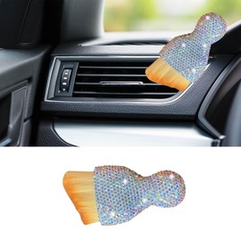 Piburth Car Detailing Cleaning Brush, Auto Interior Dust Brush with Diamond, Handle Soft Bristles Dusting Tool, Scratch Free Dirt Clean Brushes for Vehicle Dashboard, Air Conditioner Vent (Colour)