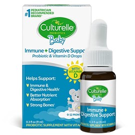 Culturelle Gotas probióticas para bebés + vitamina D, apoyo para la salud inmune y digestiva para bebés, bebés y recién nacidos de 0 a 12 meses, sumin