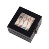 SANQIANWAN Small Leather Jewelry Box with Glass Top Mini Ring