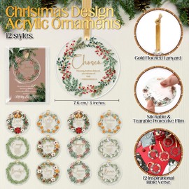 48 Set Christian Ornaments with Cards Bible Verse,Cute Style