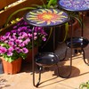 VinSees Modern Mosaic Sun Glass Patio with Bottom Tray -