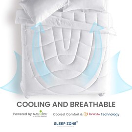 SLEEP ZONE All Season Comforter Down Alternative Soft Temperature Regulation Reversible Kids Duvet, White, Twin