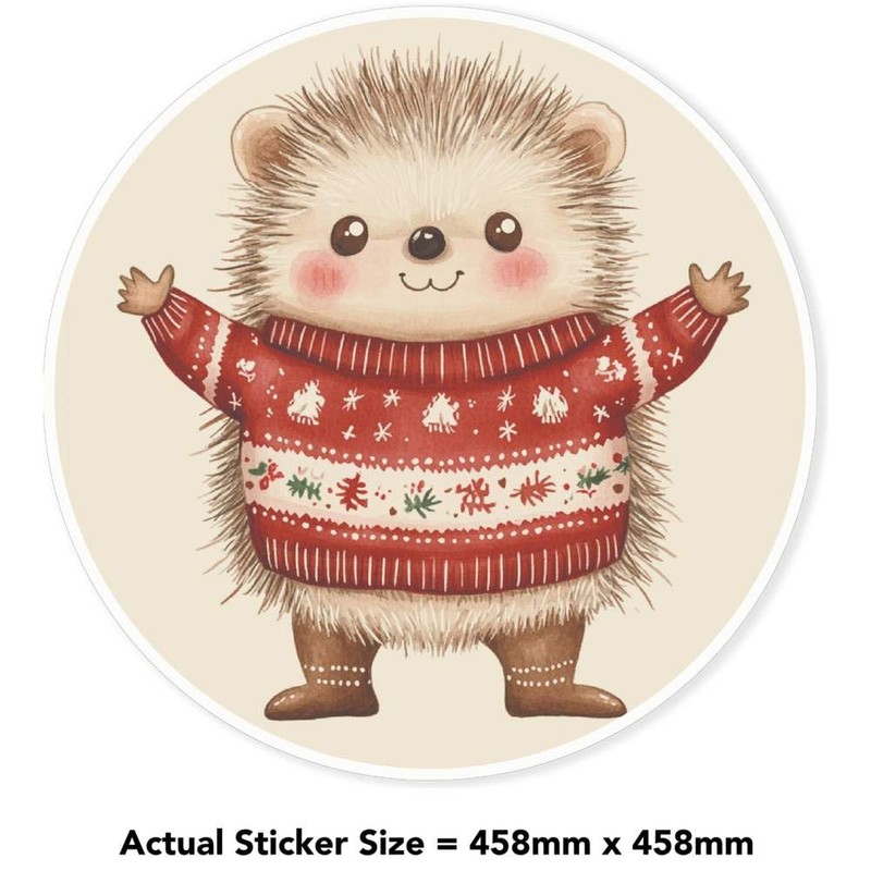 Extra Large 460mm 'Cute Christmas Hedgehog' Permanent Sticker Decal for