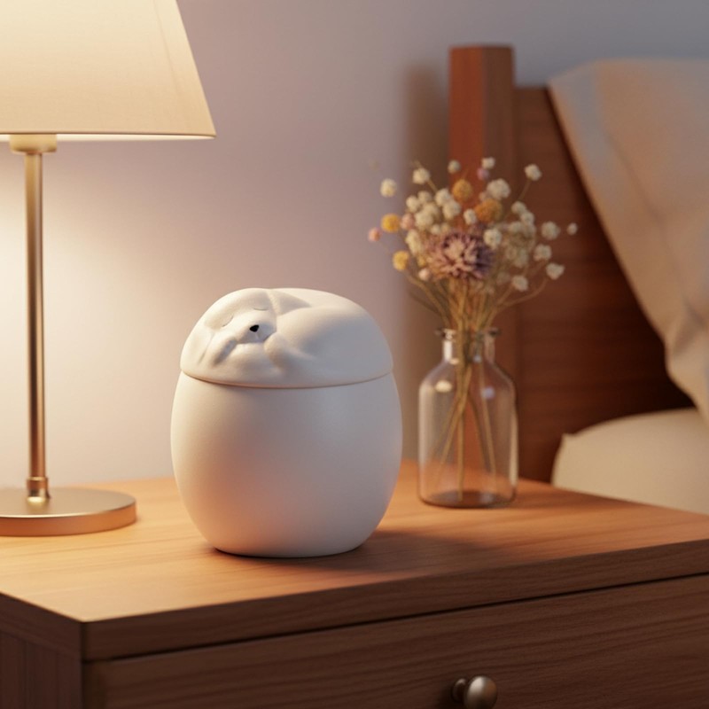 530ml Ceramic Pet Cremation Urn for Dogs, Sleeping Dog Lid