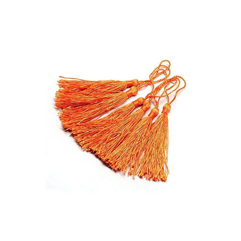 10 x Orange Silky 13.5cm Crafts Making Tassels - For